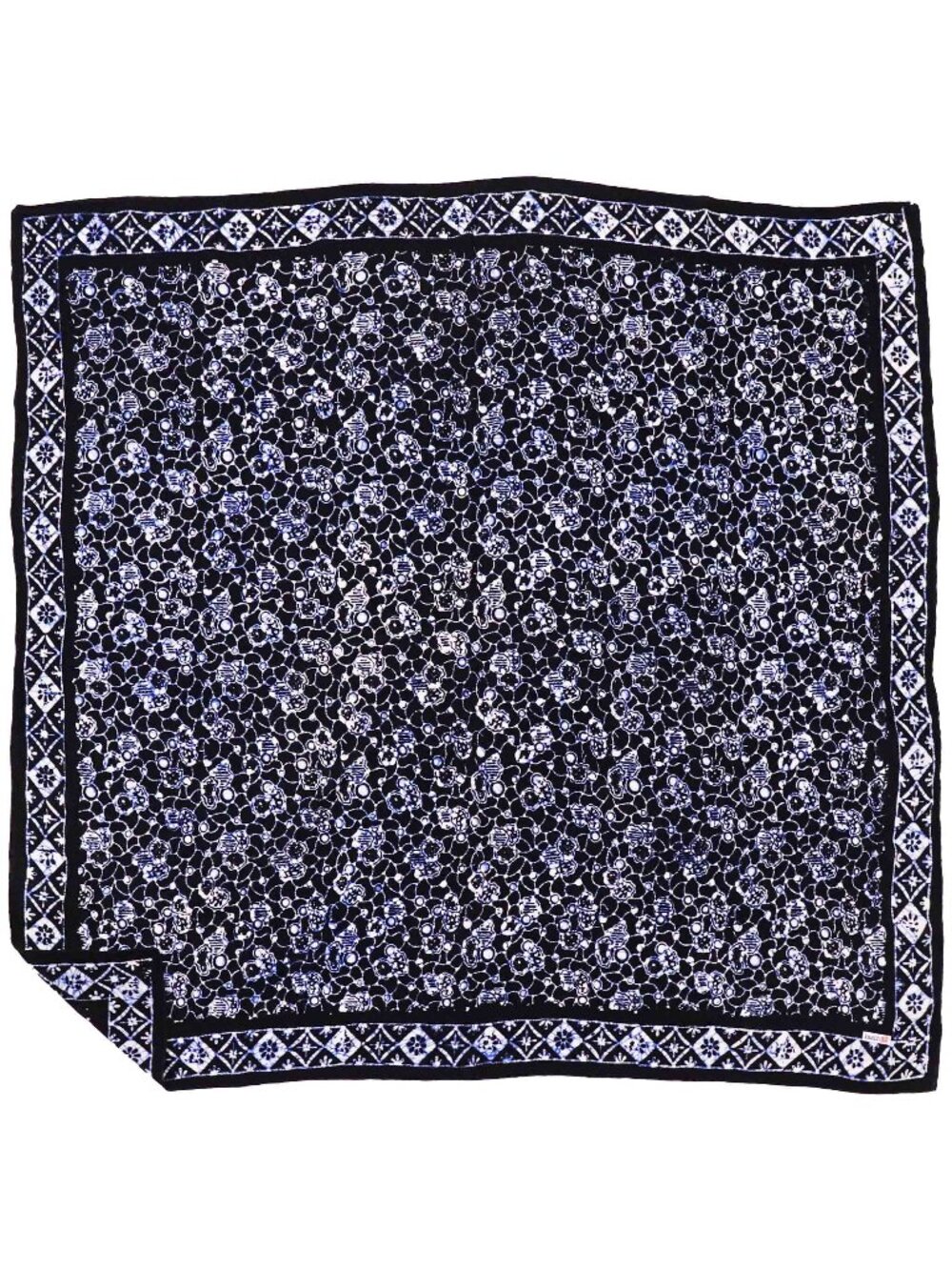 Large 39" Batik Bandana, Boulder, Black Navy Blue